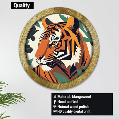 Handcrafted Mangowood Wall Decor Set of 4 - Nature Inspired Circular Frames