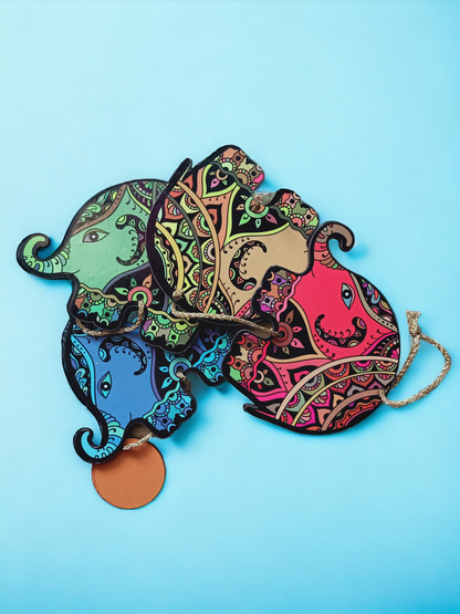 Whimsical Multicolor Elephant Door Hanging - Bring Luck - HomifyArt