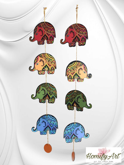 Whimsical Multicolor Elephant Door Hanging - Bring Luck - HomifyArt