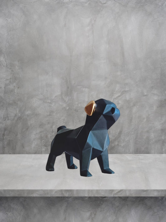 Single Malt Black Pug Dog Geometrical Design Showpiece