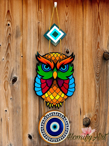 Decorative Wooden Owl Wall Hanging 