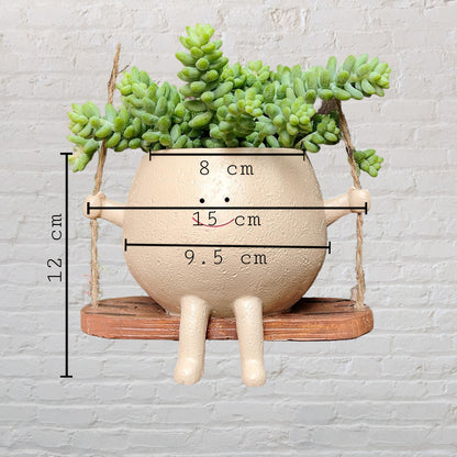 Swing Hanging Planter Pot - Resin Smiling Face Planter for Indoor & Outdoor Decor