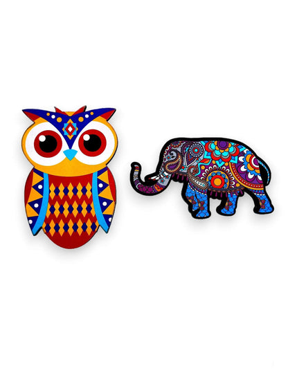 Colorful Animal and Bird Magnets Set - Fridge Magnets with Owl, Elephant, Bird, and Fish Designs – Decorative Kitchen and Home Décor