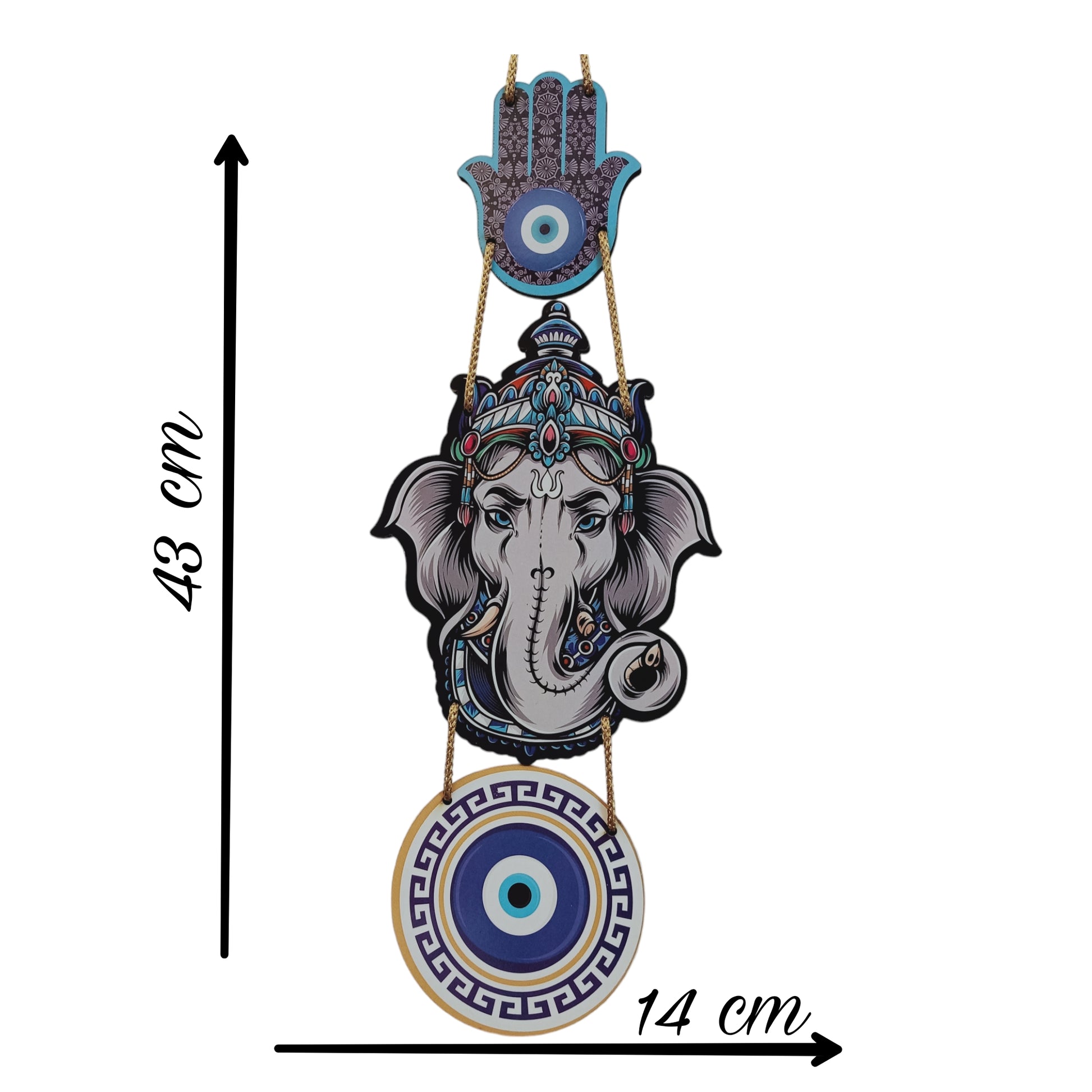 Decorative Wooden Ganesh Ji Wall Hanging with Evil Eye Protection - HomifyArt